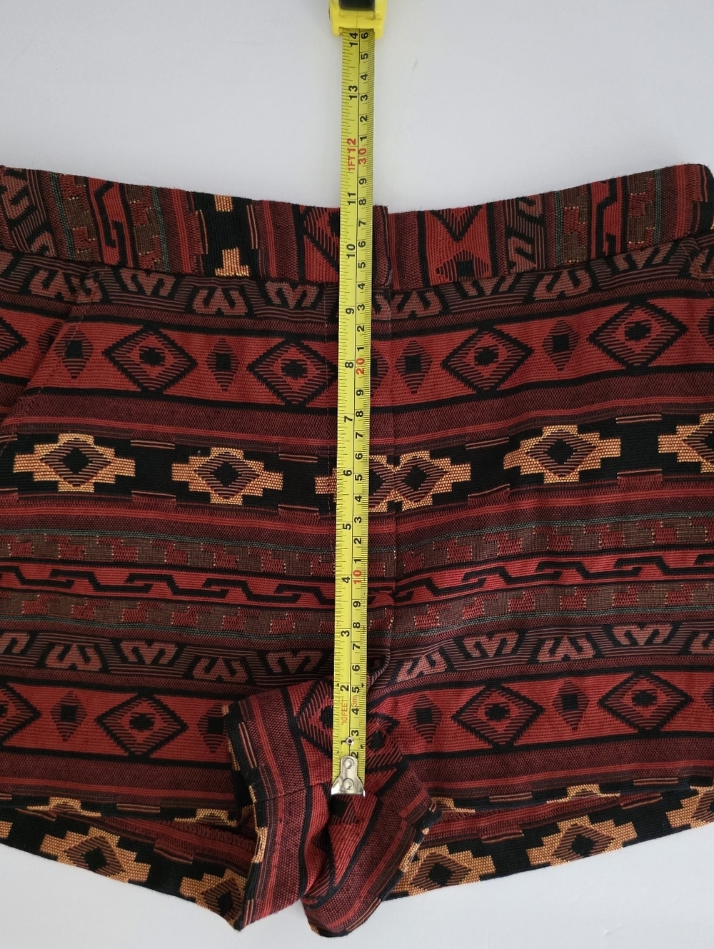 BCBGeneration Red Geometric Aztec Tapestry Shorts High Rise Southwestern Boho 6 - Picture 8 of 11